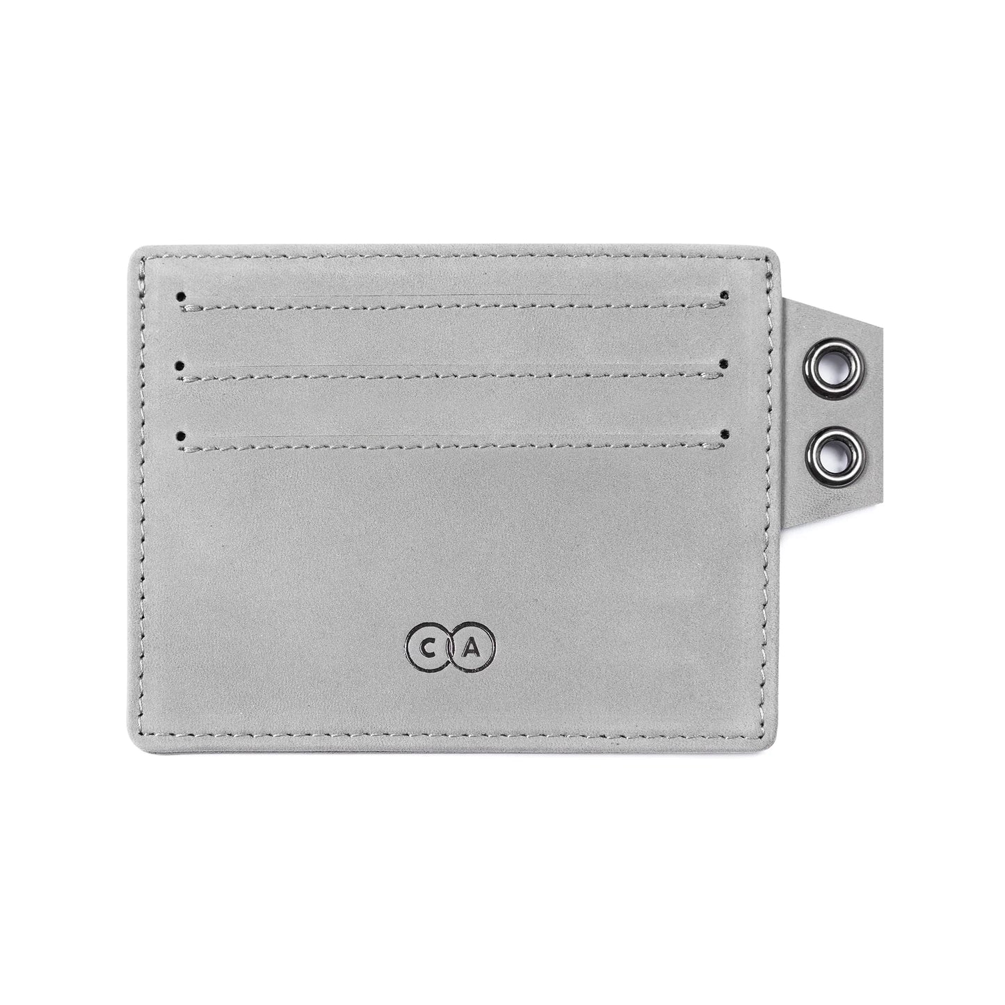 Suede card holder featuring debossed logo detailing and metal eyelets