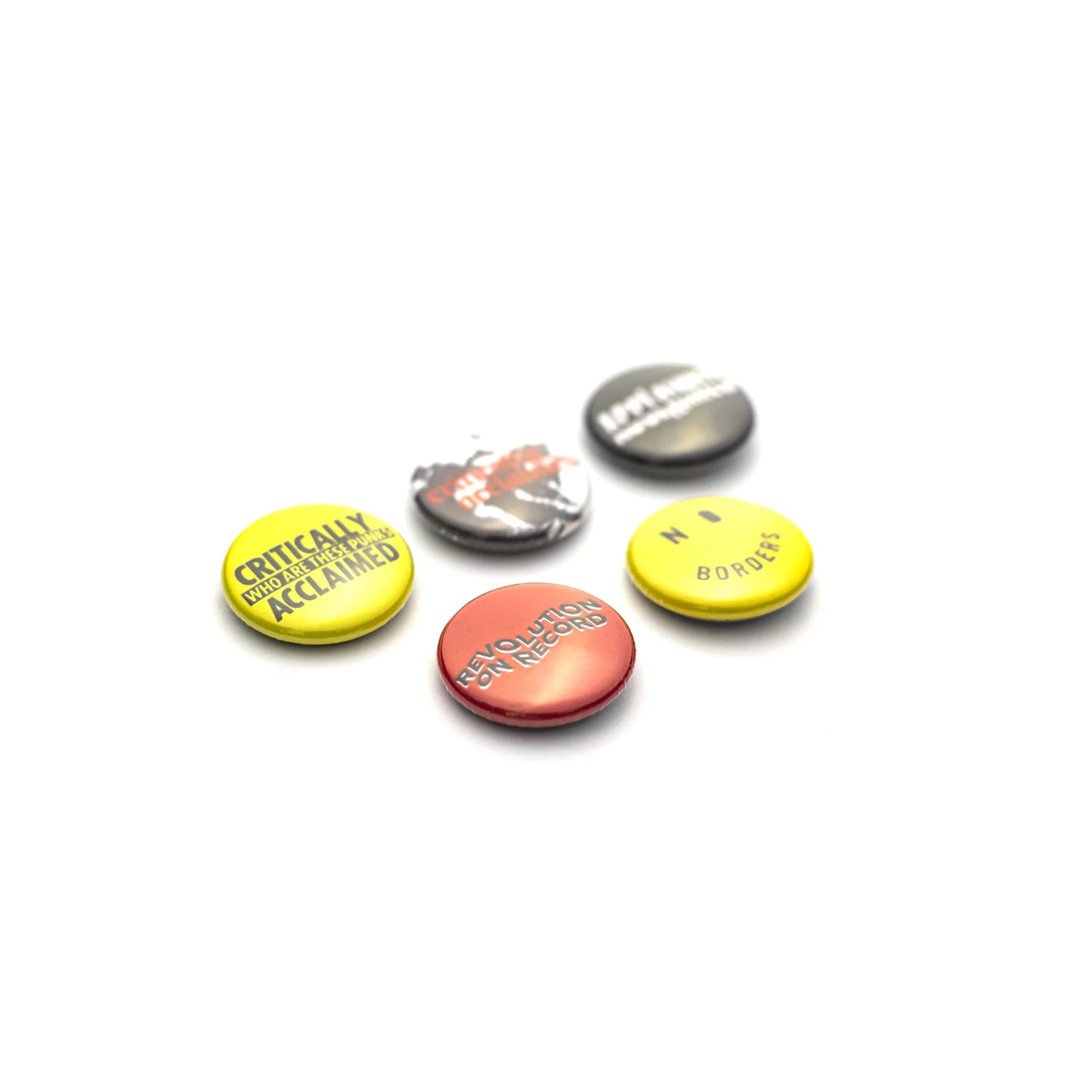 Revolution 5 Button Badge Pack Angle