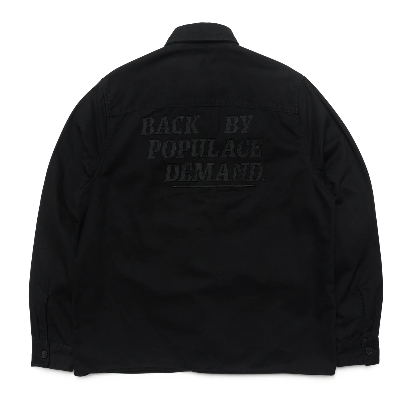 Black canvas overshirt back with large embroidery