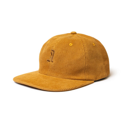 Corduroy rust yellow hat with A logo embroidery
