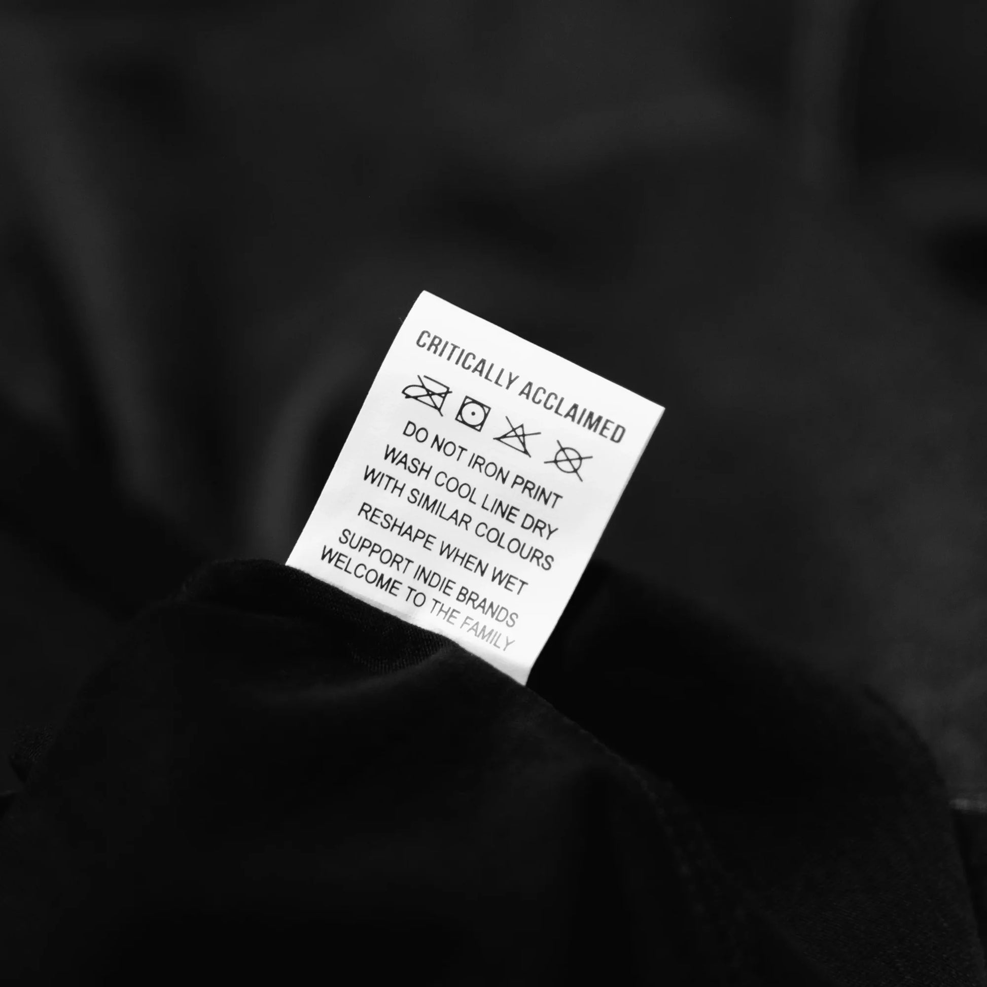 Black Vintage Overdye Essential T-Shirt Tag Close-Up