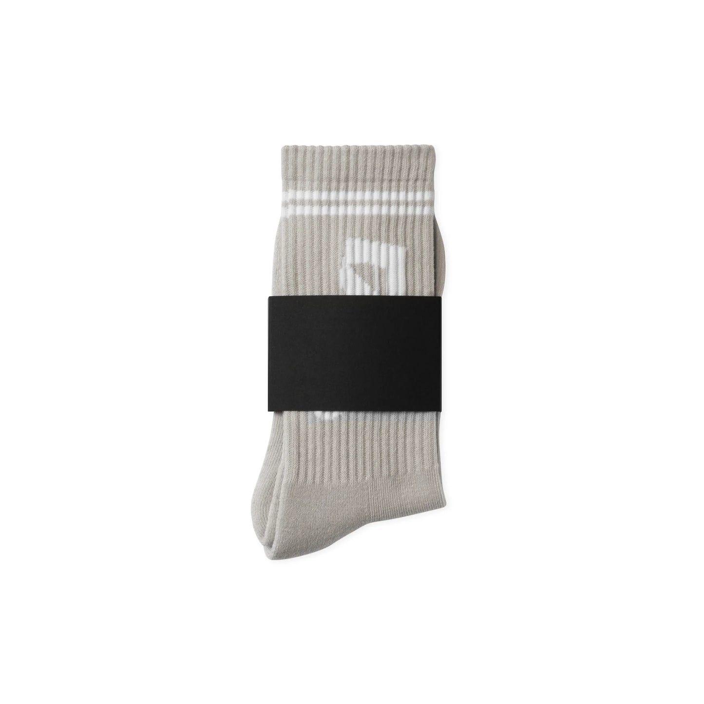 Natural grey sports socks folded in packaging