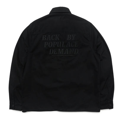 Black canvas overshirt back with large embroidery