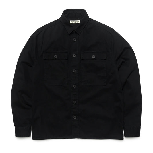 Black canvas overshirt with embroidery