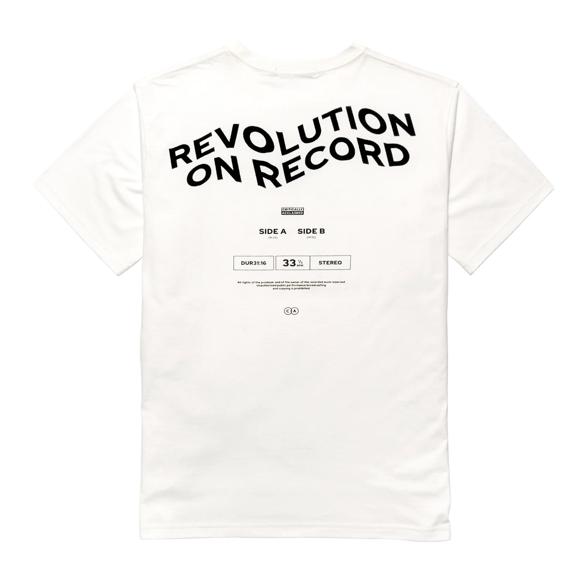 Vintage White Vinyl Record Revolution Graphic T-Shirt Back