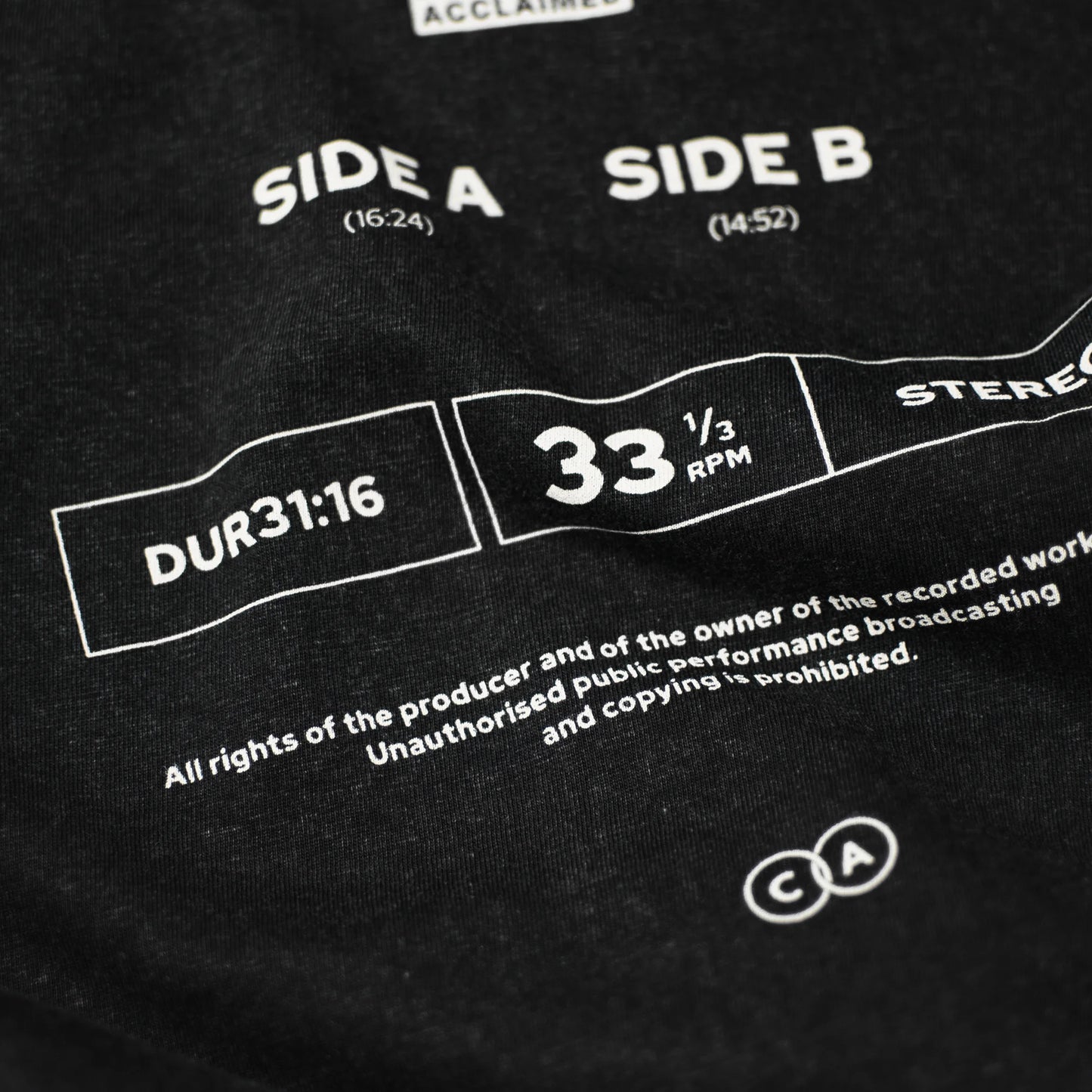 Black Overdye Vinyl Record Revolution Graphic T-Shirt Back Close-Up