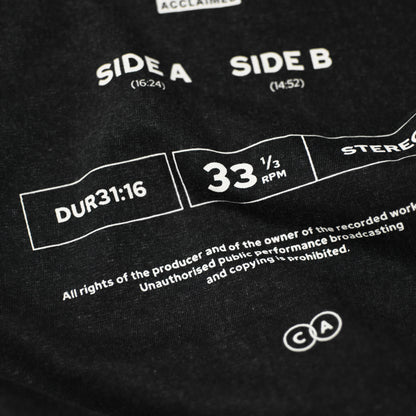 Black Overdye Vinyl Record Revolution Graphic T-Shirt Back Close-Up