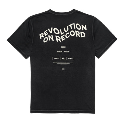 Black Overdye Vinyl Record Revolution Graphic T-Shirt Back