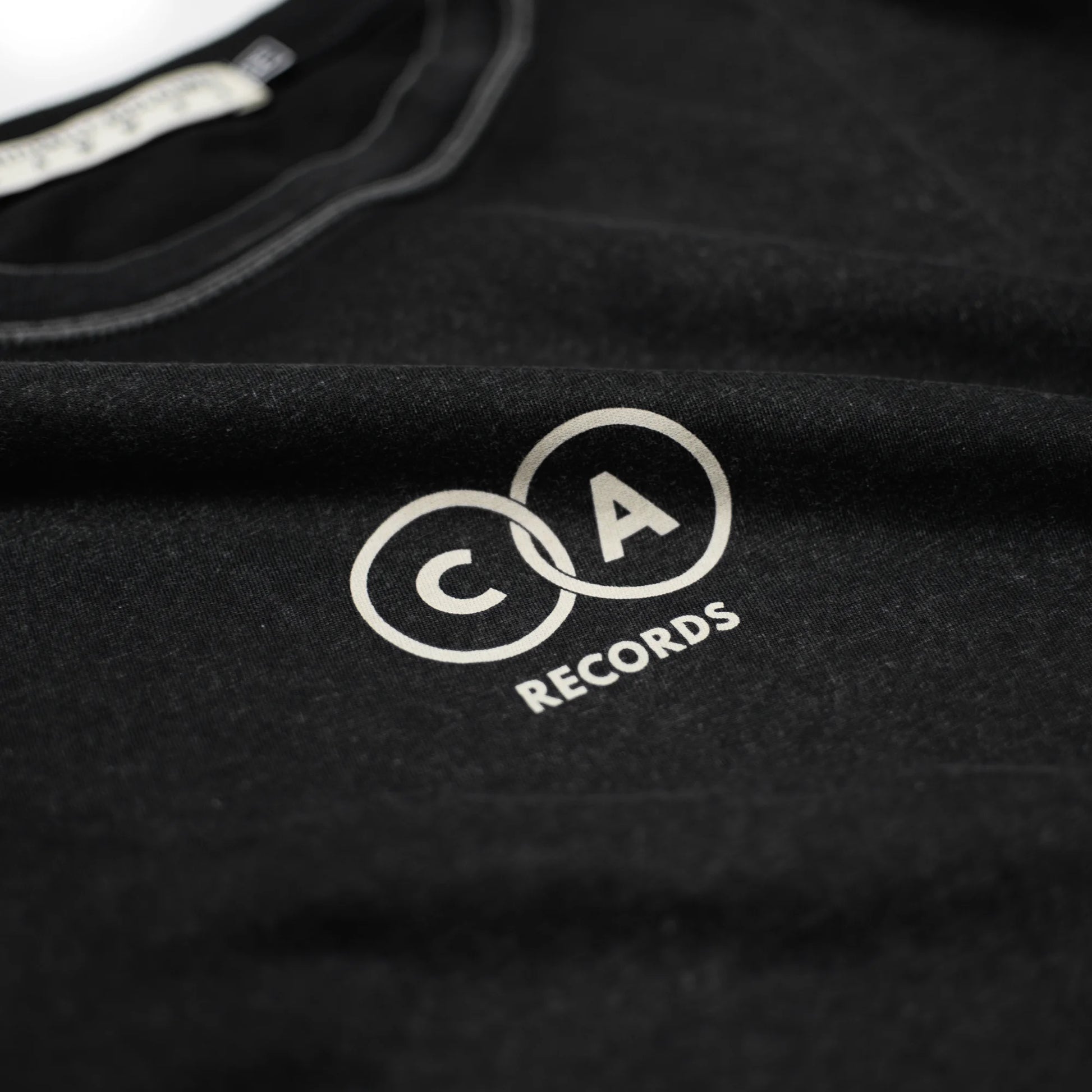 Black Overdye Vinyl Record Revolution Graphic T-Shirt Front Close-Up