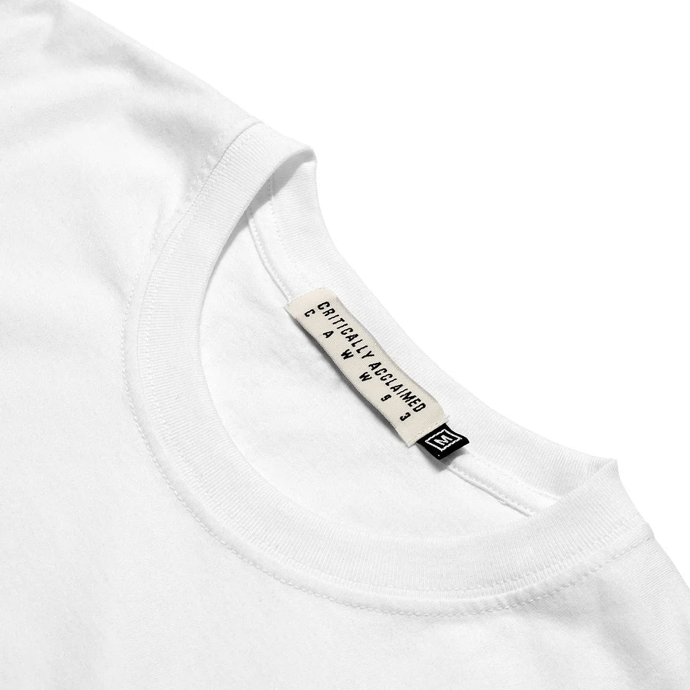 White Monotone Essential Longsleeve T-Shirt Collar
